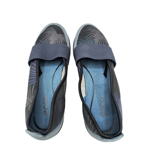 ECCO Bluma Band Womens Denim Blue/Marine Palm Print Ballet Flats Shoes‎ size 6.5 - Picture 5 of 6